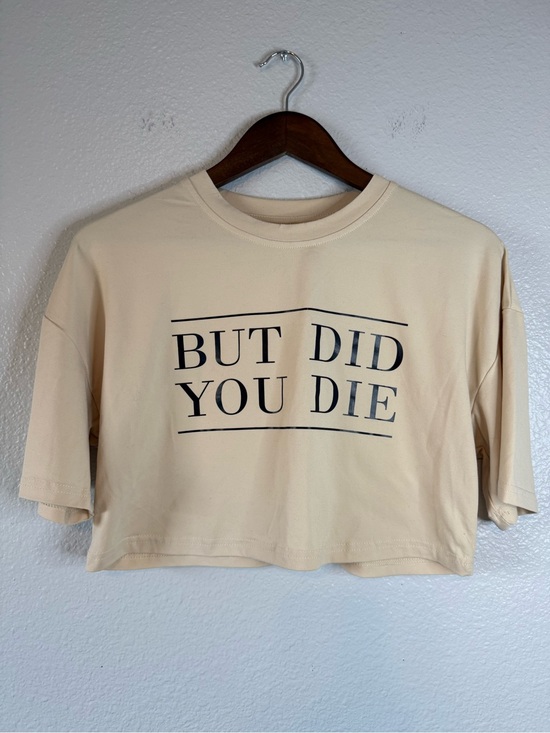 Tops - But Did You Die Cream Cropped Graphic Tee Size Small